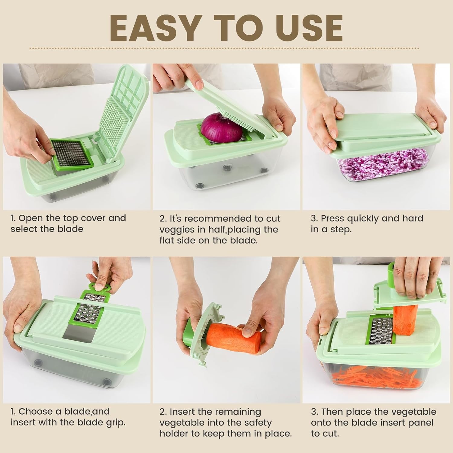 User-Friendly Onion Chopper with 8 Blades – Ideal for Healthy Cooking & Salads