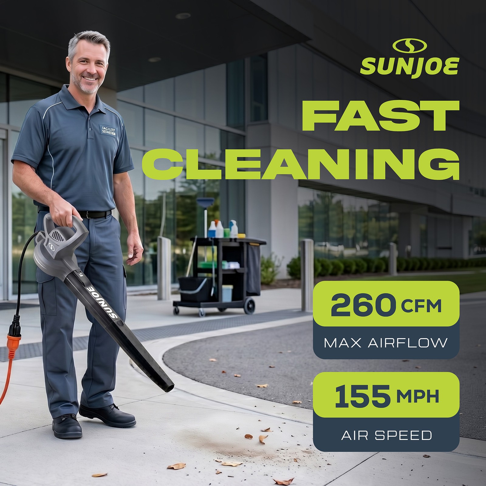 Sun Joe Electric Leaf Blower, 6 Amp Motor, 155 MPH Air Speed, Gray (Open Box)