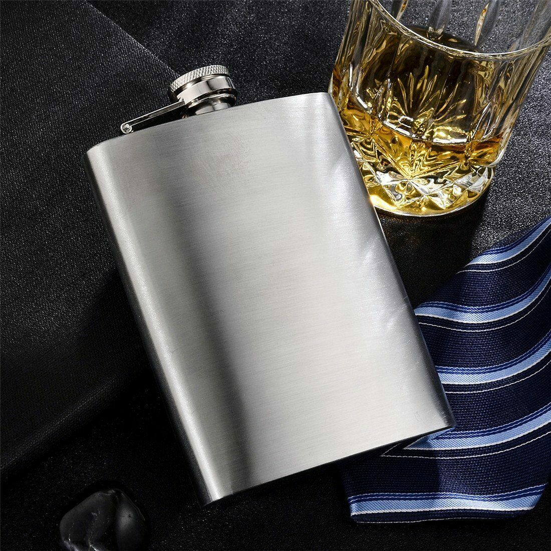 7 10oz Liquor Stainless Steel Pocket Hip Flask Screw Cap Alcohol Whiskey Bottle