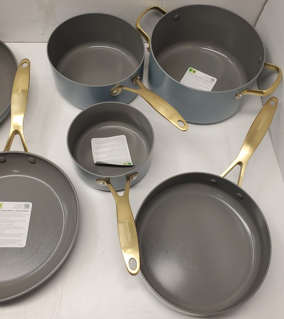 GreenPan Jewel Pro 10PC Ceramic Nonstick Cookware Set BLUE *See Description*