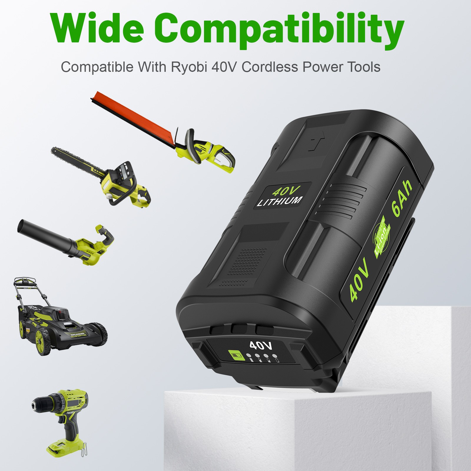 40V 6.0Ah Lithium Battery for Ryobi 40 Volt OP4050 OP40602 OP40261 OP4060 OP4030