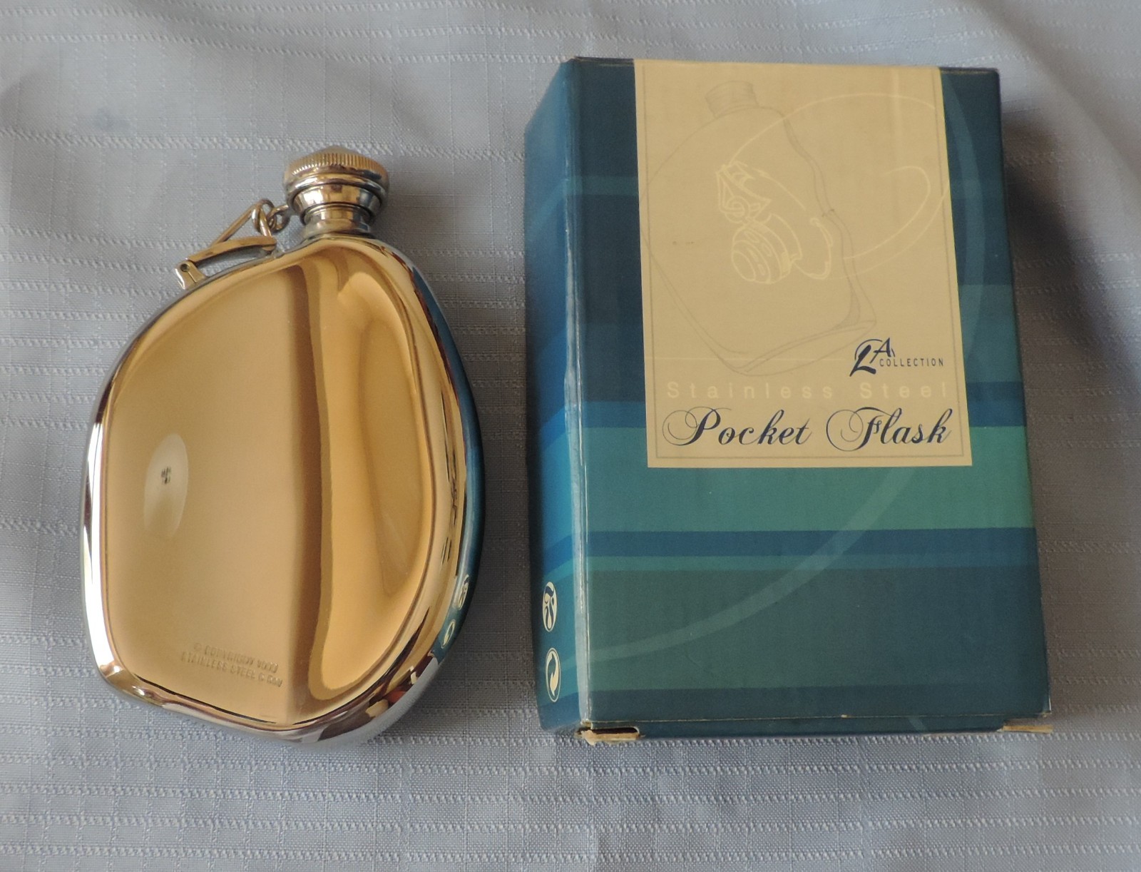 STAINLESS STEEL FLASK FROM LA COLLECTION NEW IN ORIGINAL BOX 1998