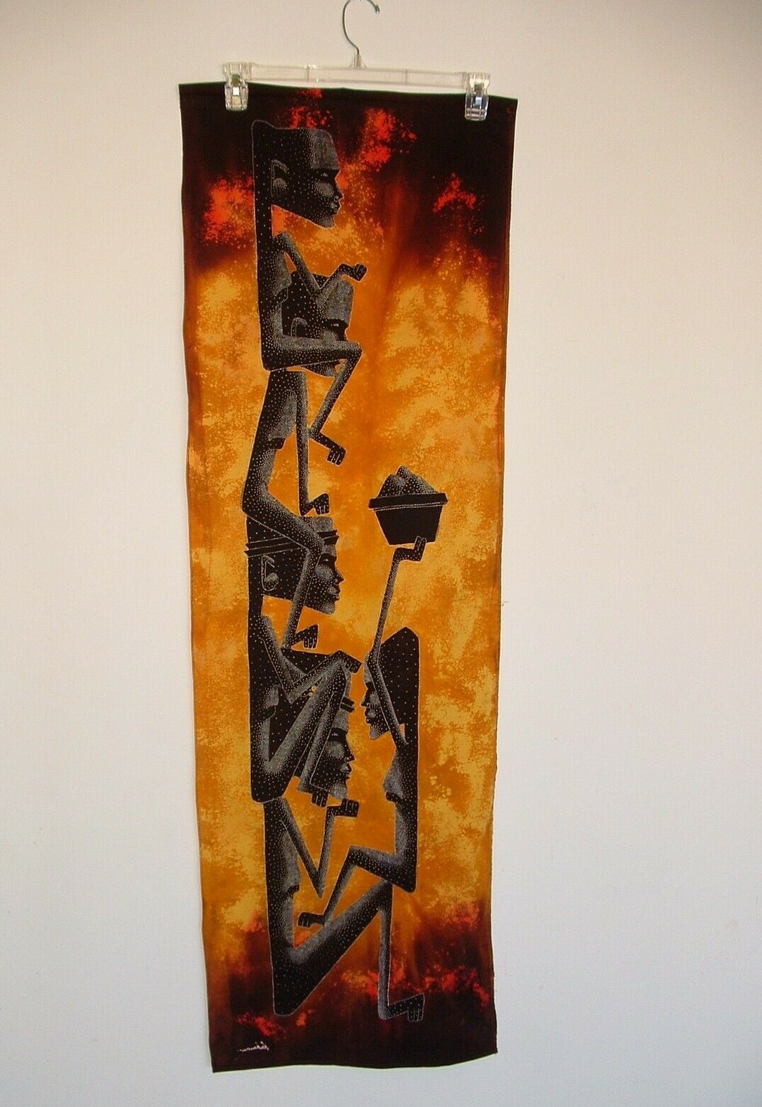 African Style Fabric Wall Hanging, 56″ Long, Lukman, Age Unknown, pre-owned
