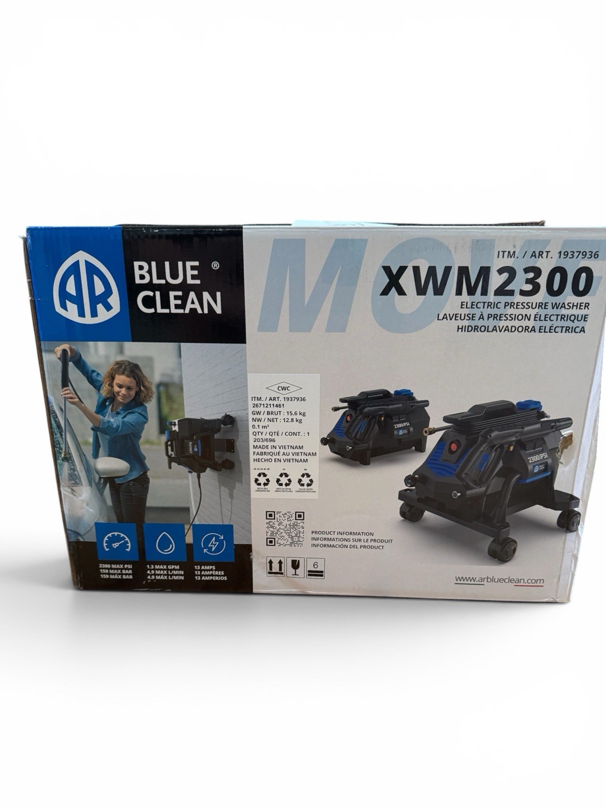 AR Blue Clean Portable Electric Pressure Washer 2300 PSI 1.3 GPM XWM2300