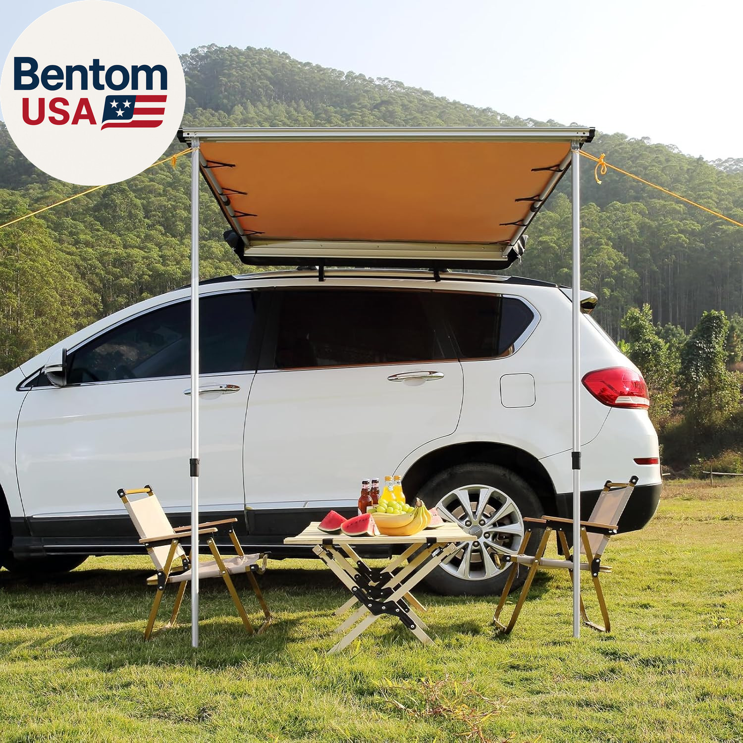 Vehicle Awning 4.6’X6.6′ Roof Rack Pull-Out Sun Shade UV50+ Pu3000Mm, Retractabl