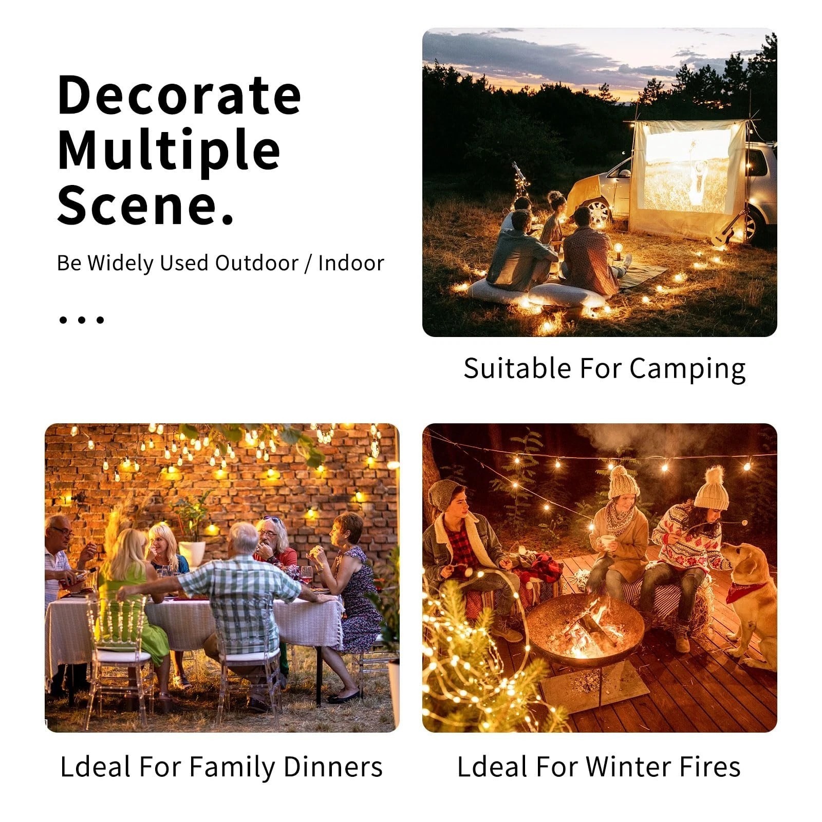 ST38 LED Outdoor Solar Powered String Lights for Patio Yard Porch Party Decor