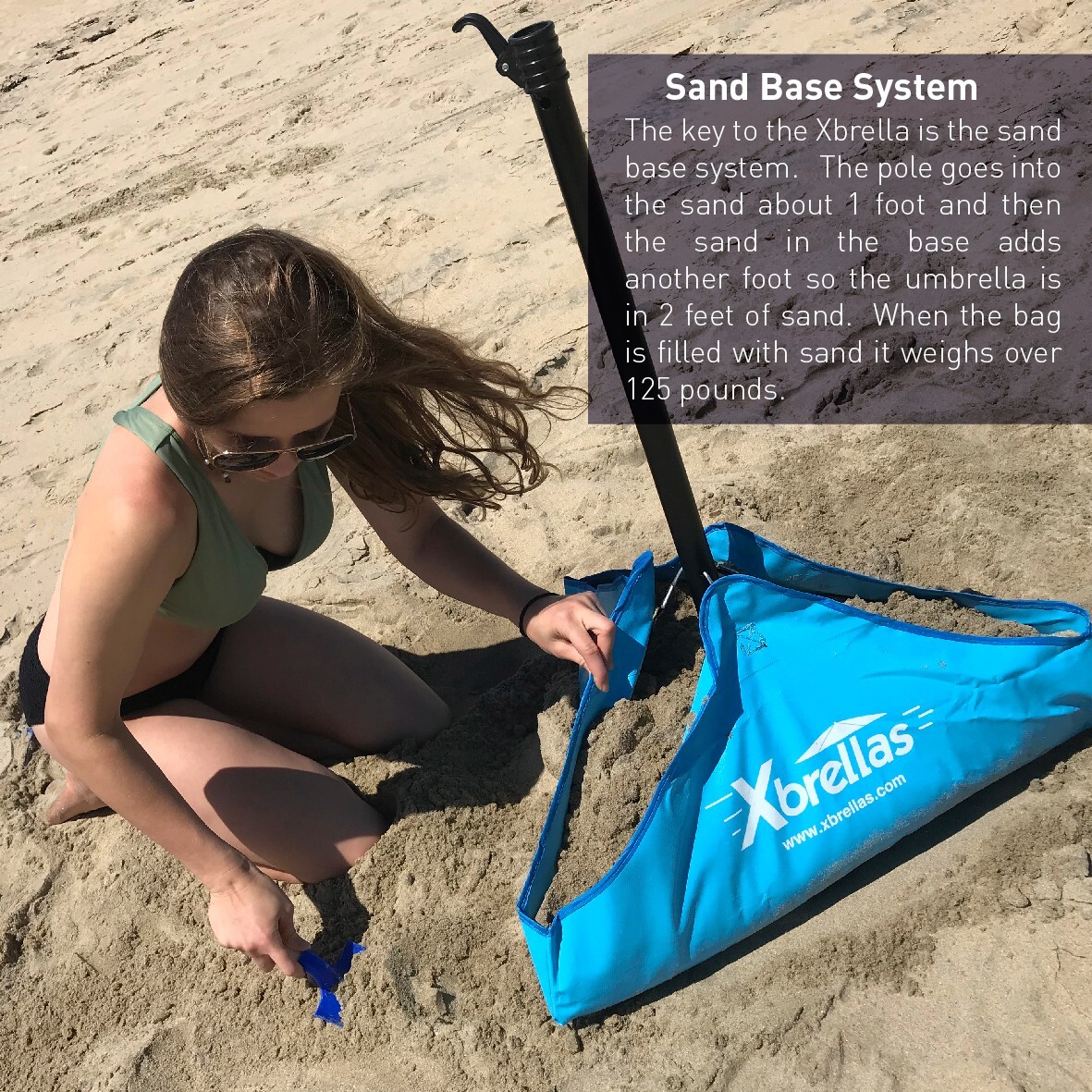 Xbrella – Wind Resistant Beach Umbrella – Sand Base – 7.5’ Round, Patent Pending