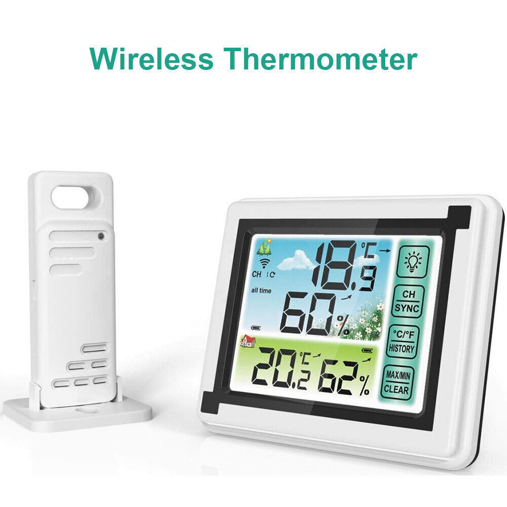 Digital LCD Thermometer Wireless Indoor & Outdoor Weather Station Clock Calendar