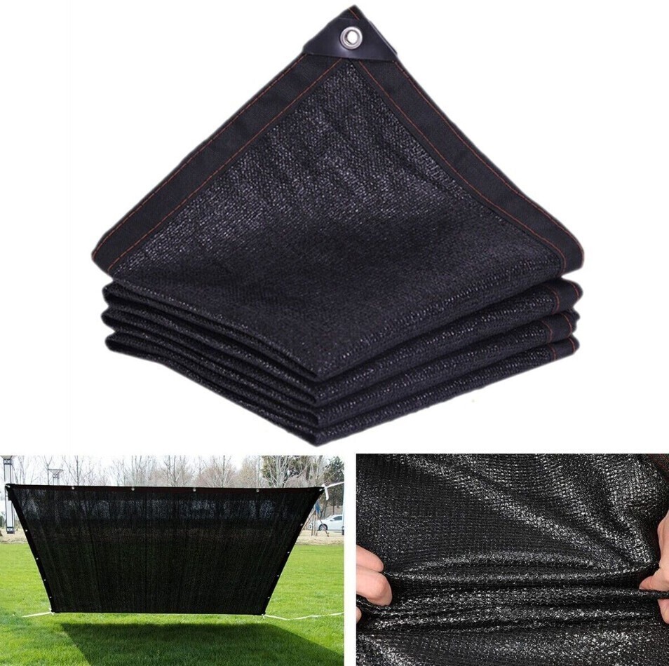 90% Black Sunblock Shade Cloth Taped Edge w/ Grommets UV Resistant Shade Net US