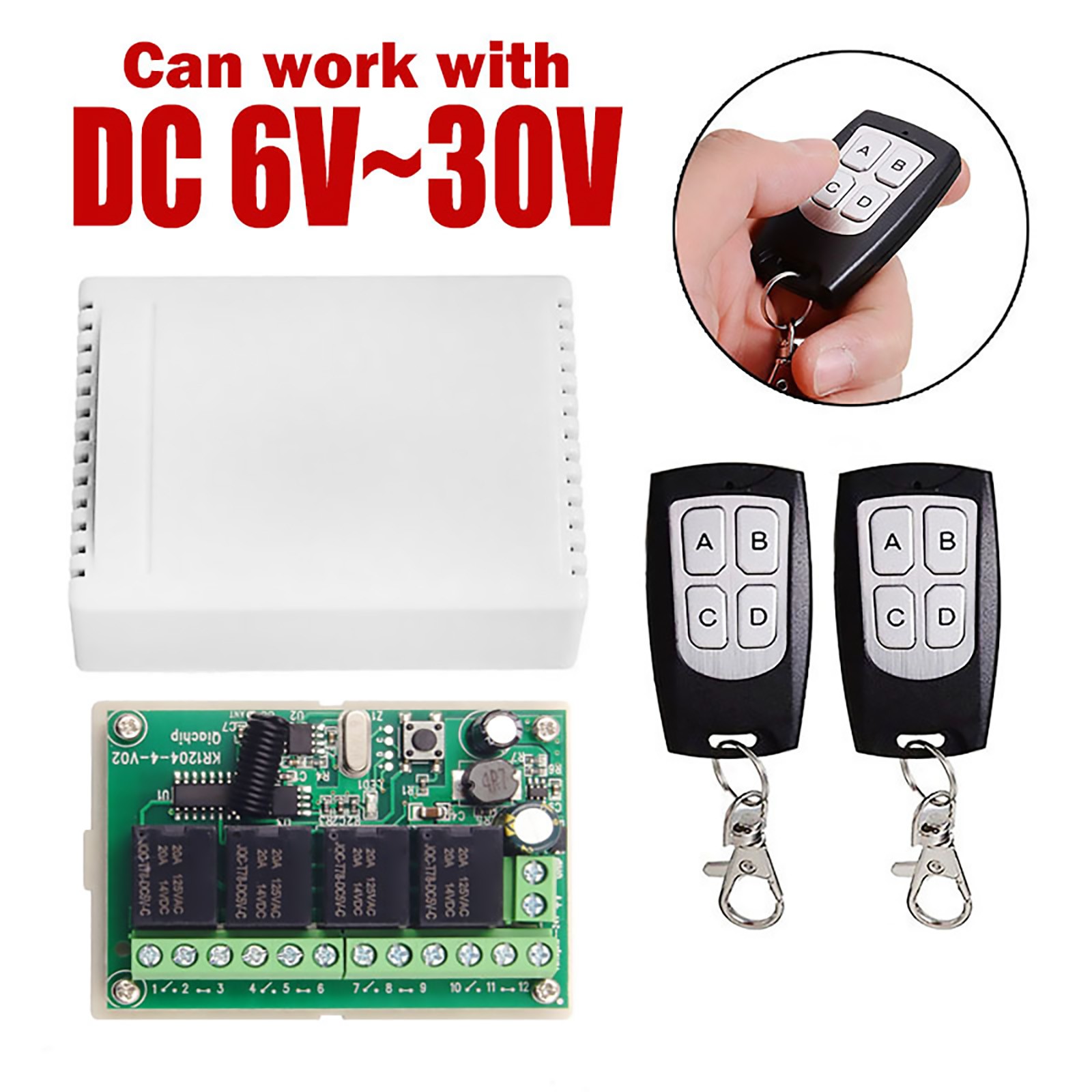 Long Range 4CH Channel Wireless Relay RF Remote Control Module Switch 433MHz