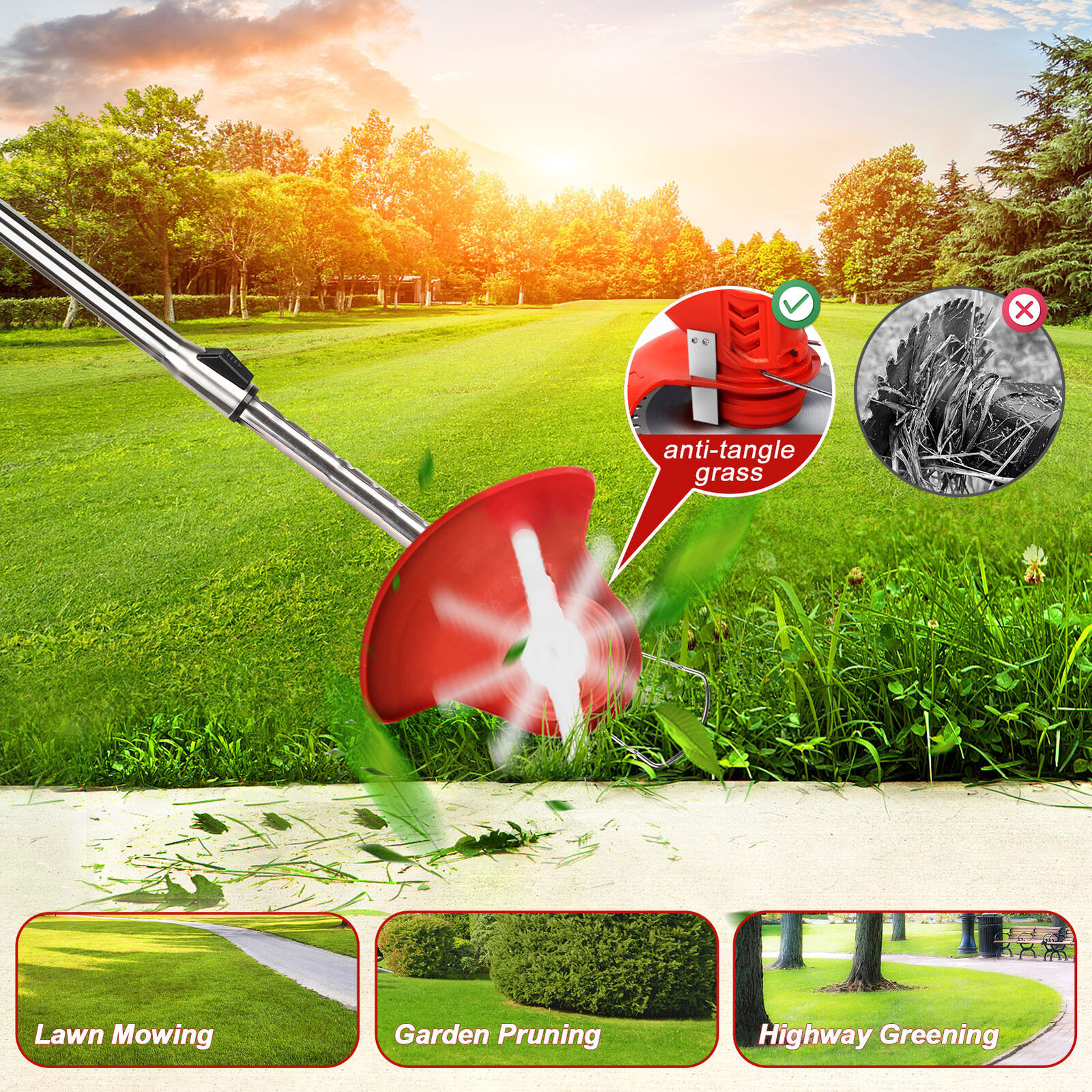 24V Electric Weed Wacker Cutter Grass String Trimmer Cordless 2 Battery Powered