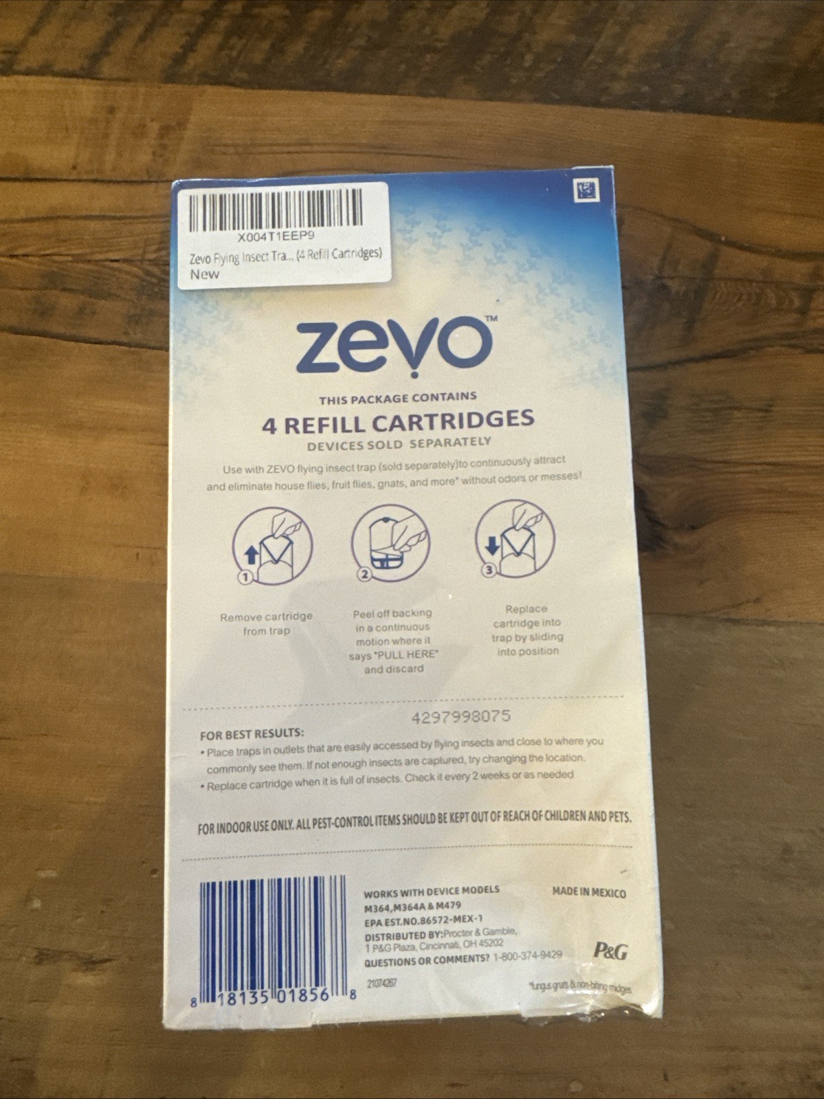 Zevo Flying Insect Trap, Fly Trap Refill Cartridges 4 Cartridges