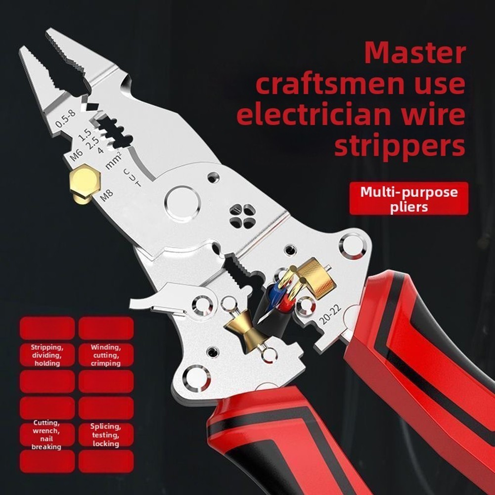 16-in-1 Wire Stripper with Voltage Detection for Stripping Twisting and Cutting
