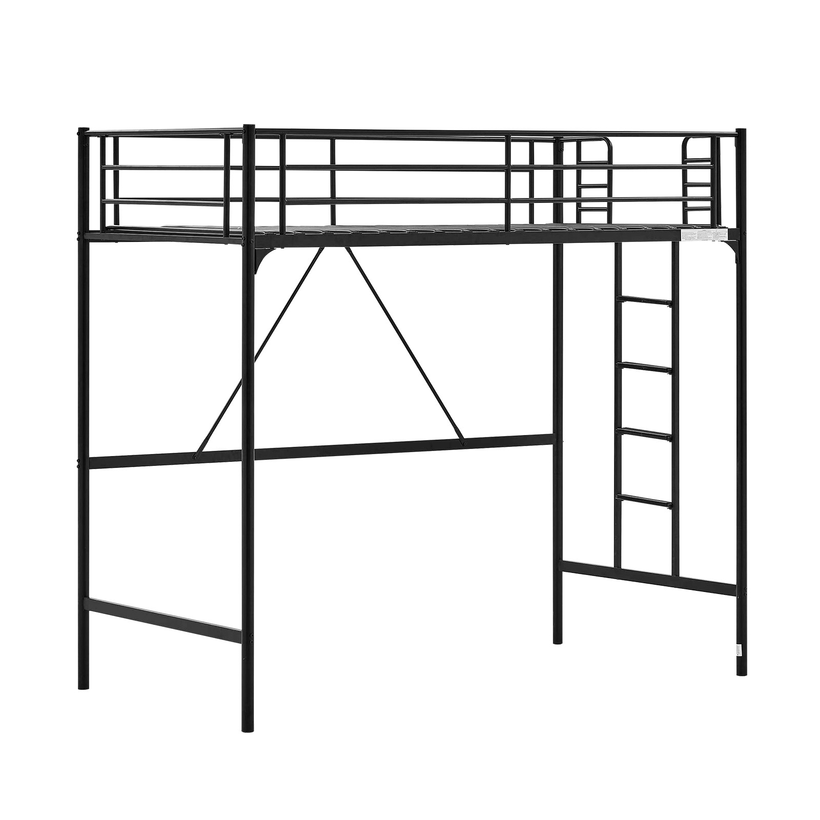Loft Bed Twin Size with Flat Ladder Rung for Kids Teens Adults Heavy Duty Metal