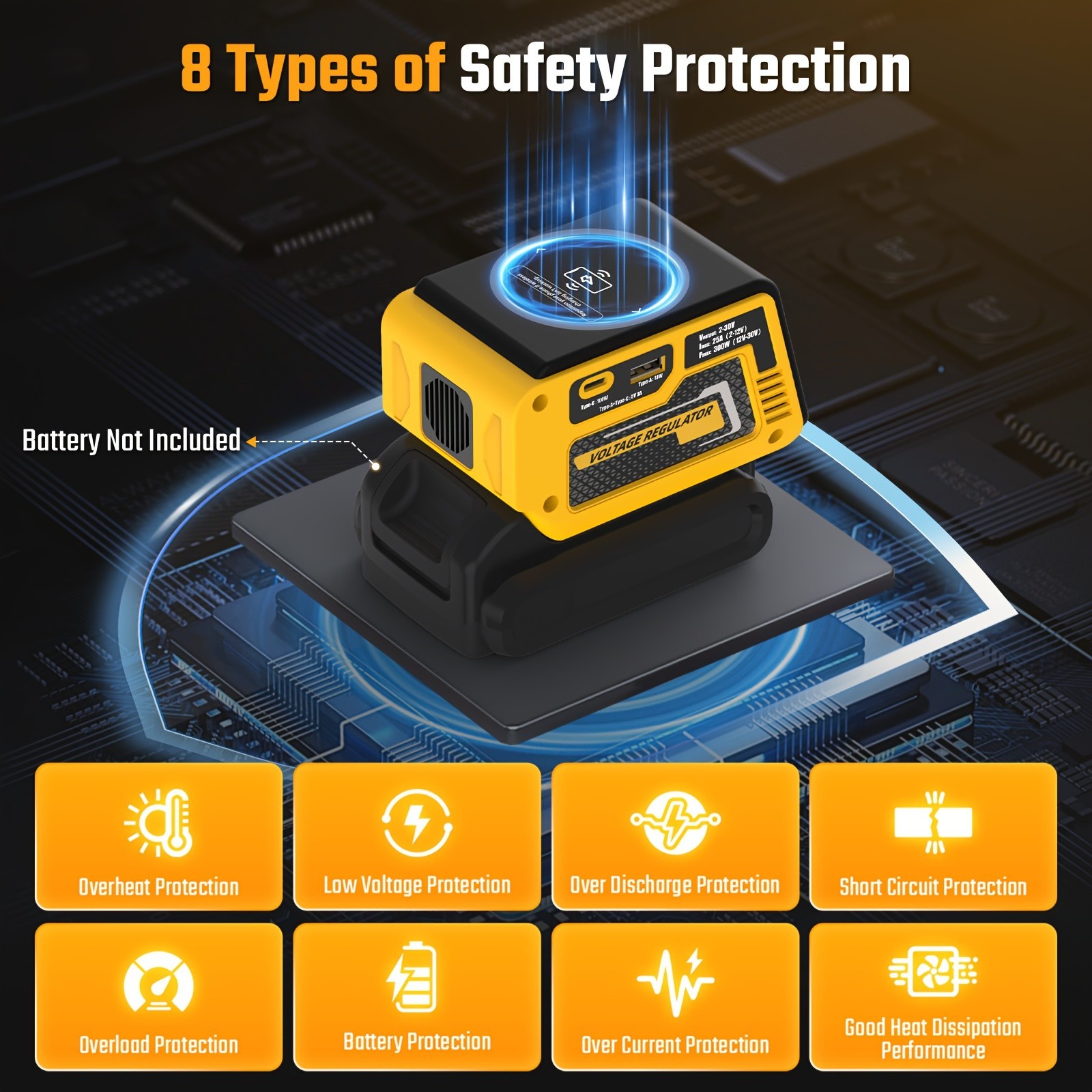 USB Battery Adapter & Voltage Regulator for Dewalt 20V Battery for Camping Work