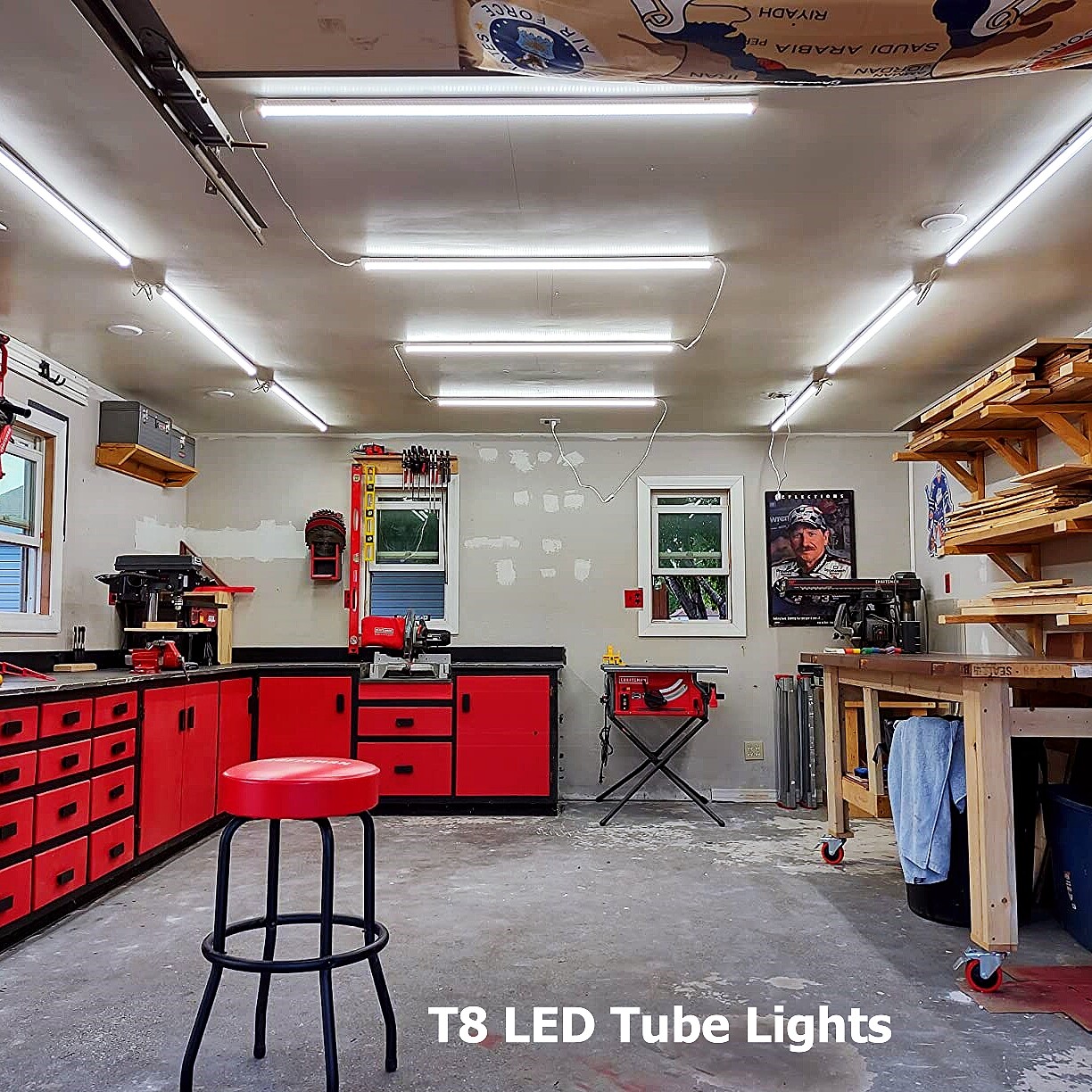 Integrated T8 4FT LED Shop Light Fixture 6500K 4Foot LED Tube Light Bulb 36W 60W