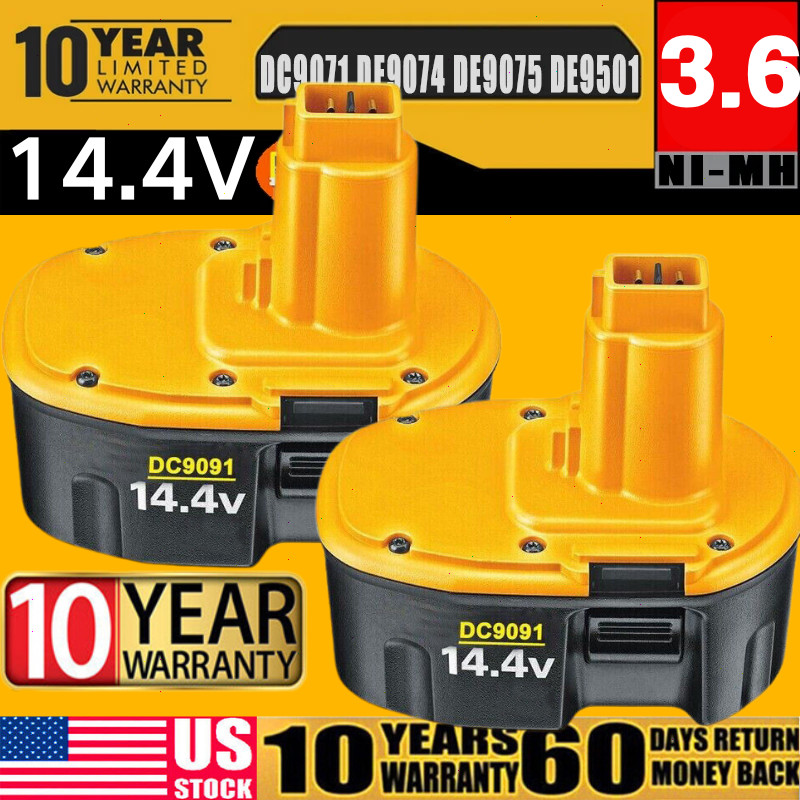2Pack 14.4 Volt Replacement For DEWALT DC9091 14.4V Battery DW9091 DW9094 DE9091