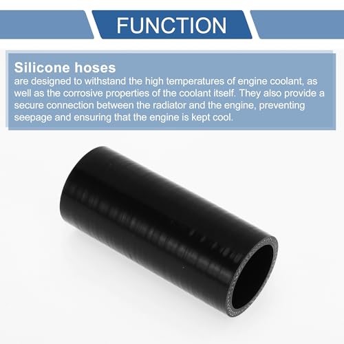 1 Pcs Straight Coupler Silicone Hose 100mm/3.94″ Length 0 35mm/1.38″ ID Black