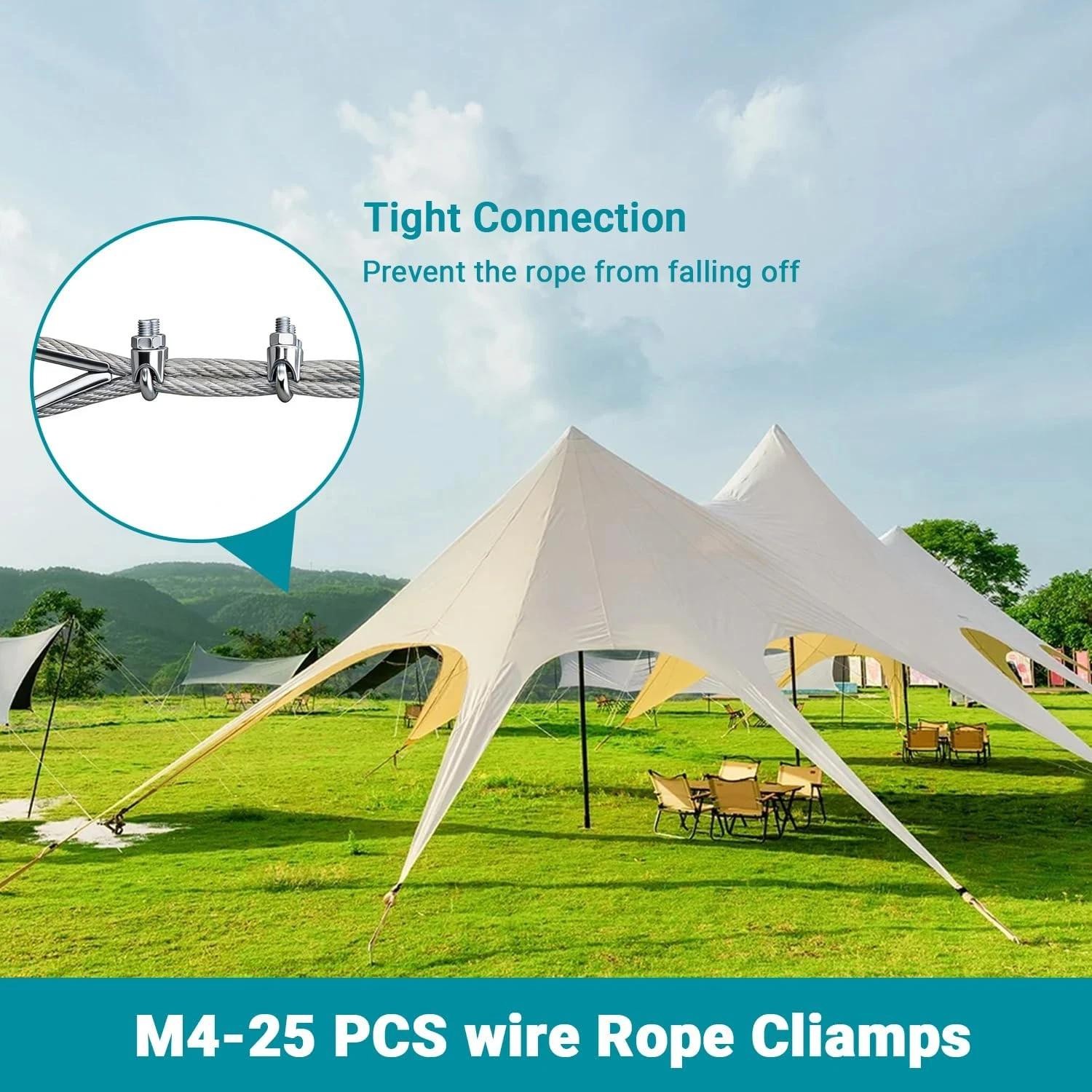25pcs M4 3/16" Wire Rope Cable Clip Clamp 304 Stainless Steel Saddle Clamp