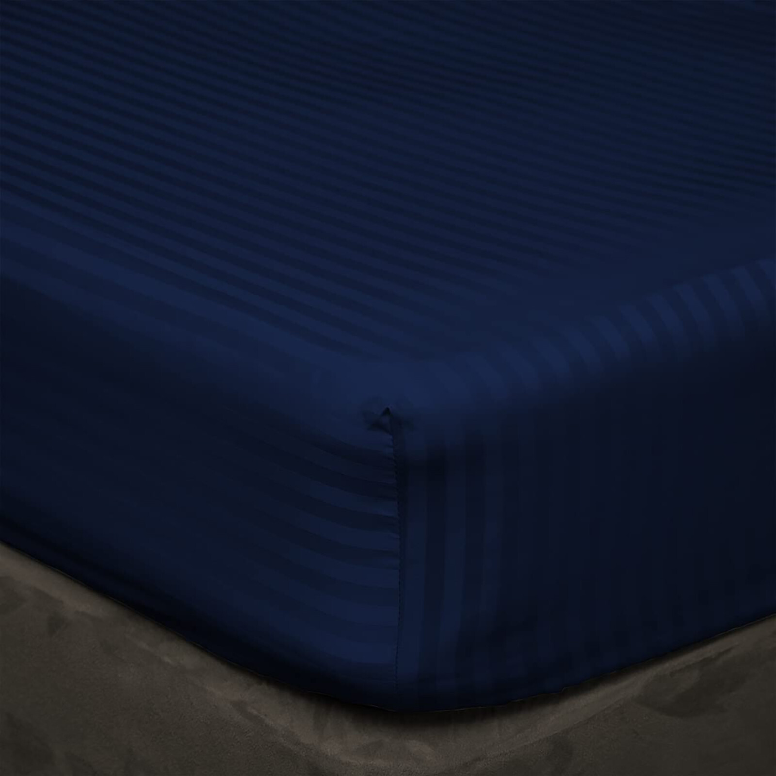 Ultra Deep Pocket 1 PC Fitted Sheet 800 TC 100% Cotton Navy Blue Stripes