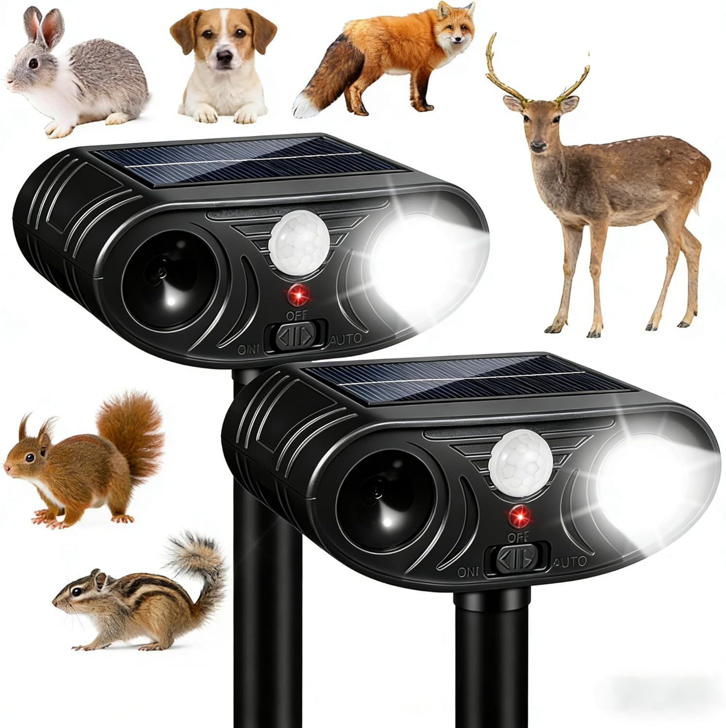 2026 Sonic Fortress Pro Deer Repellent 4 Pack Ultrasonic Solar Animal Repellent