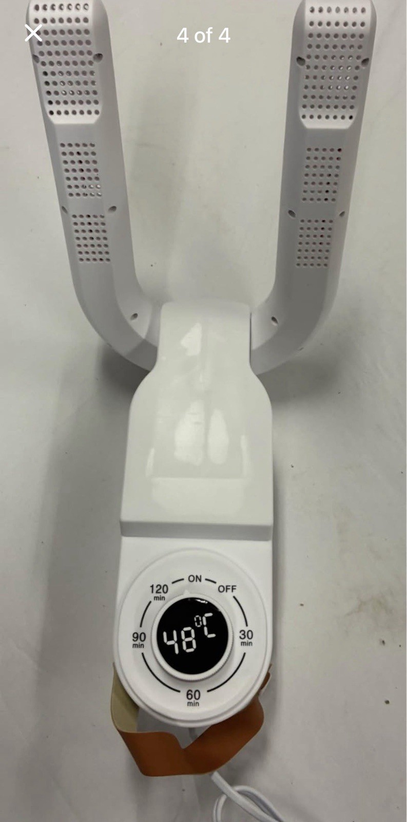 Electric Shoe Dryer Boot Warmer Dryer Dual Arms Timer Dial 0-120 Min White