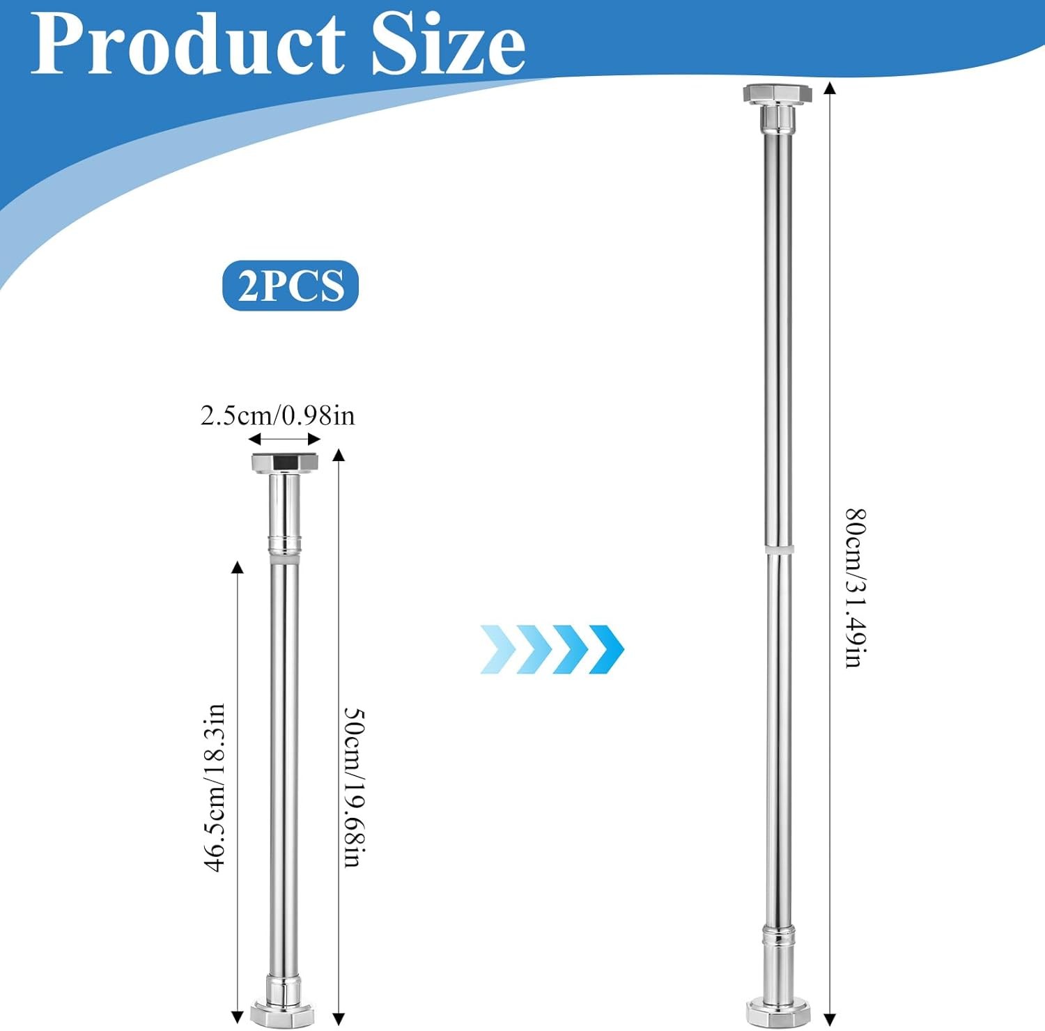 Adjustable Undermount Sink Brackets – 2 Pcs Stainless Steel Sink Support Pole