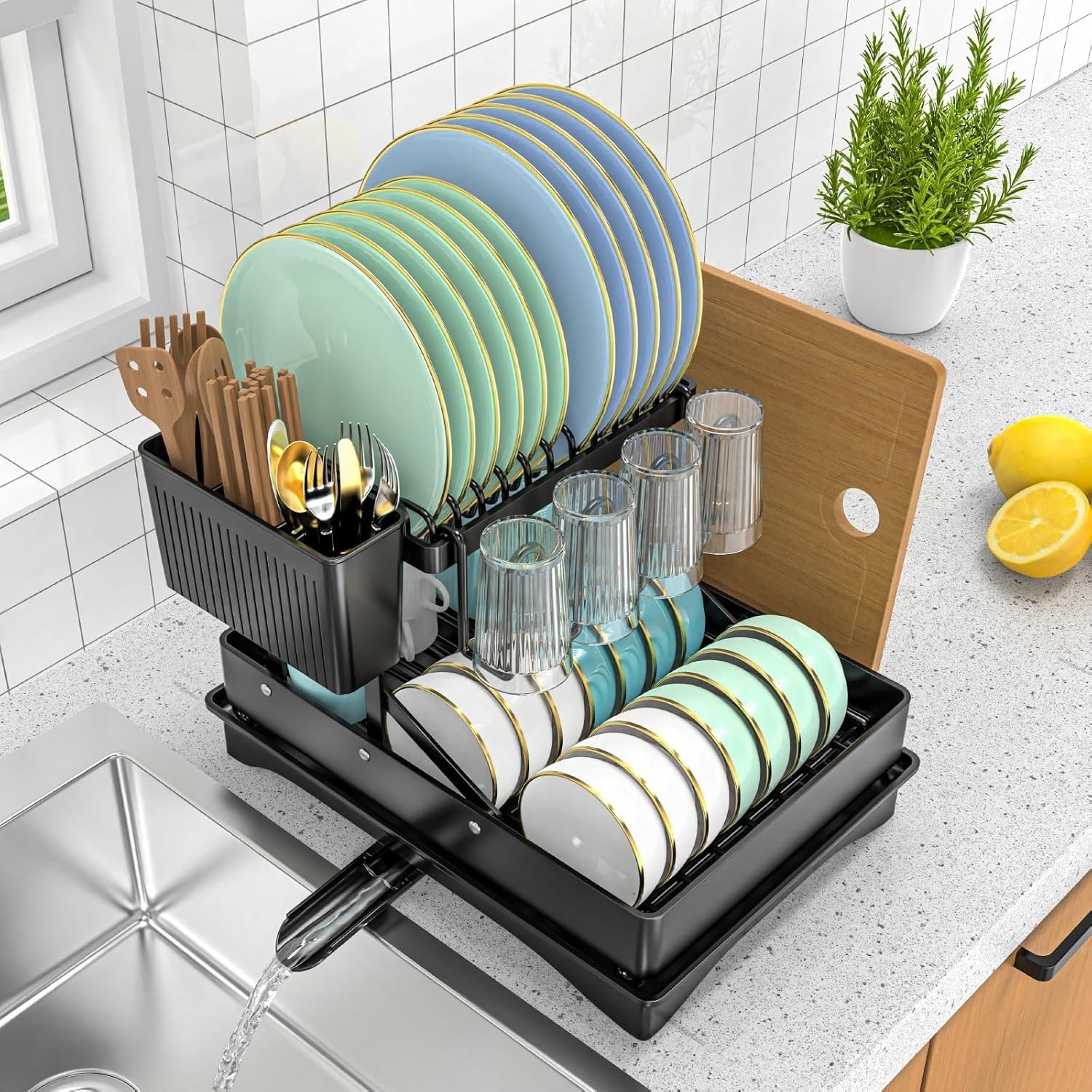 Large Dish Drying Rack,Dish Rack 2 Tier