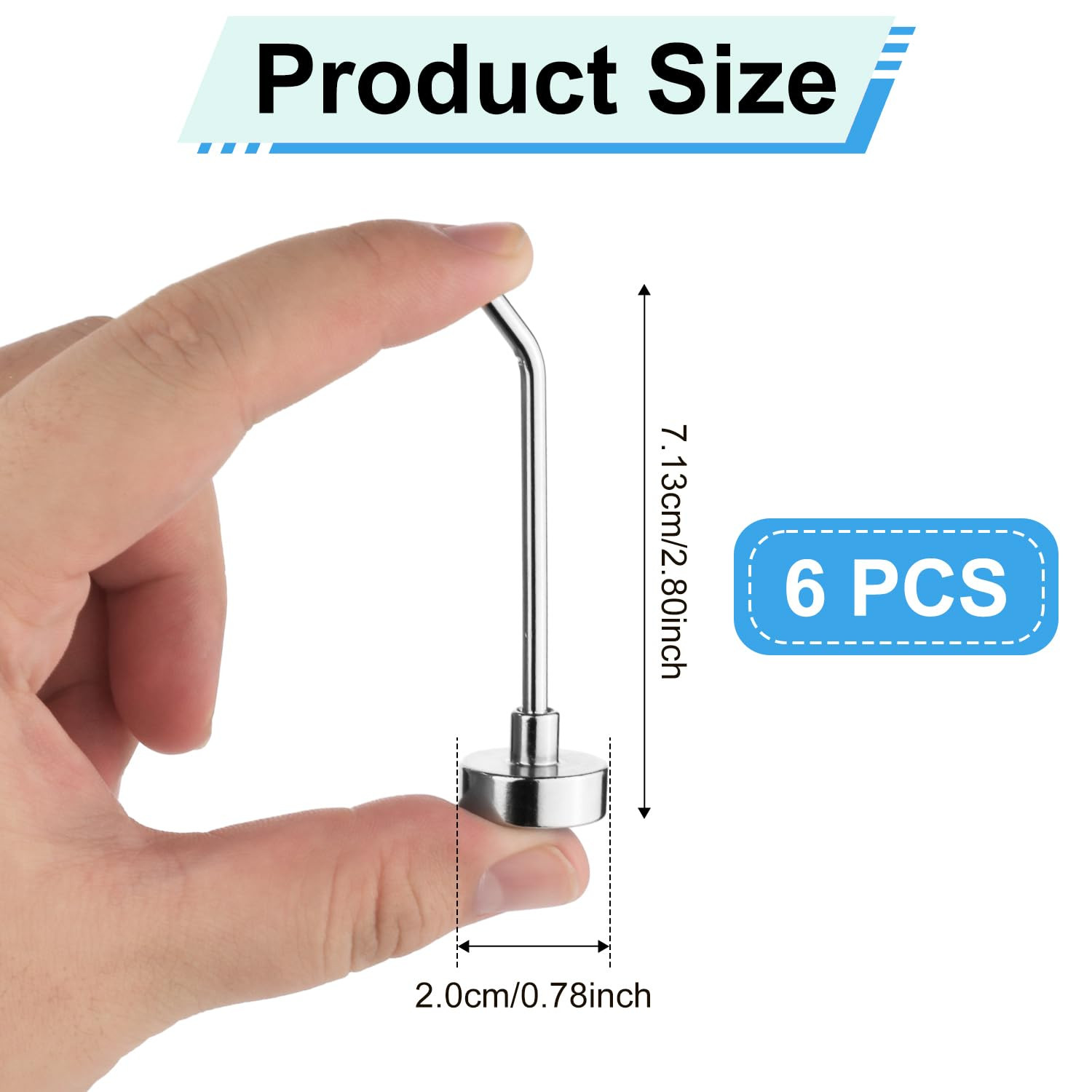 6Pcs Magnetic Hooks 1.7 Lb Heavy Duty Magnet Hooks 3 Inch Long Magnetic Hooks f