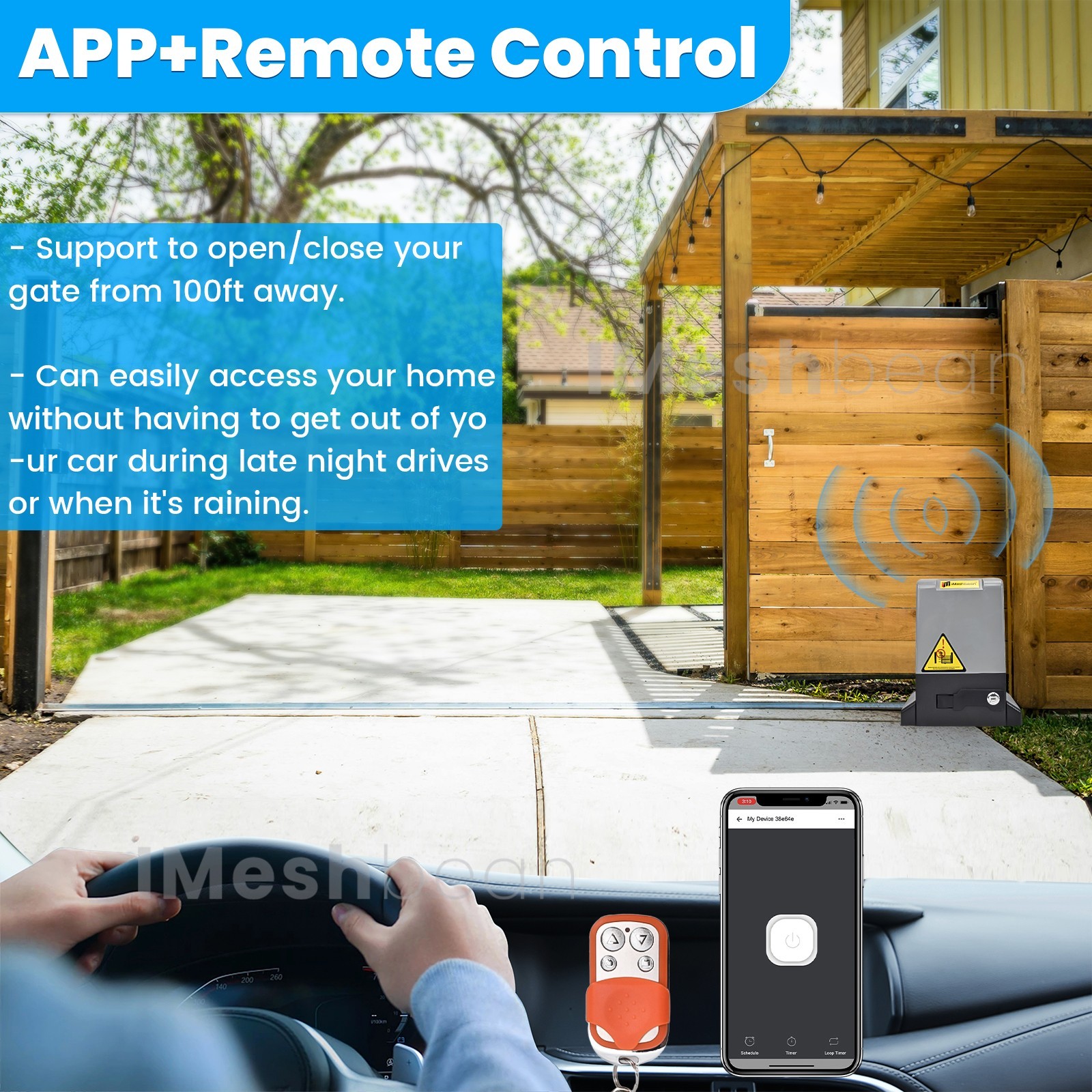 1.6HP 5000LBS Automatic Electric Sliding Gate Opener Kit APP Keypad 4 Remotes