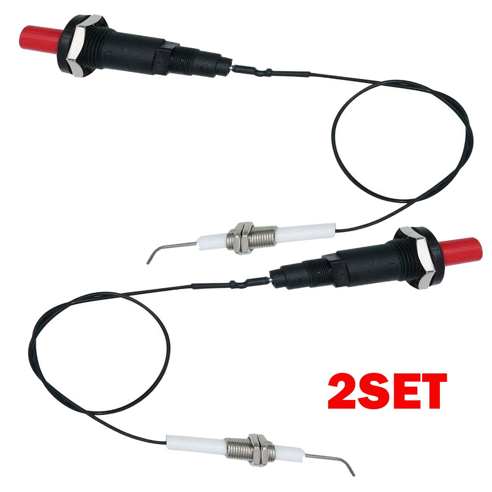 2 Sets 11.8″ Long Propane Push Button Piezo Igniter Kit Gas Grill/Range/Heater