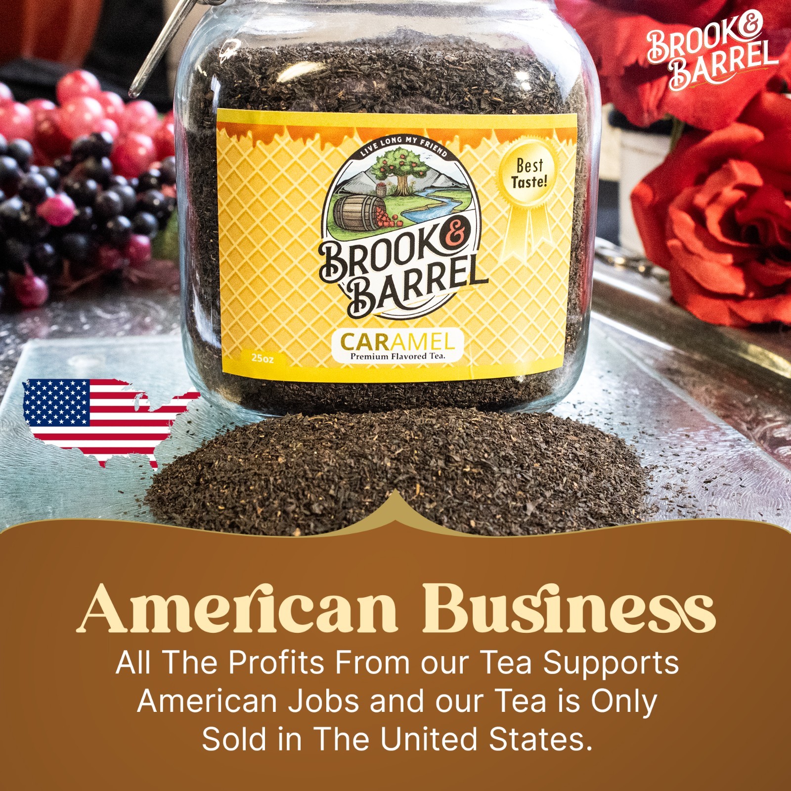 Brook & Barrel Organic Caramel Black Tea 1.6 lbs Premium Limited Edition Loose
