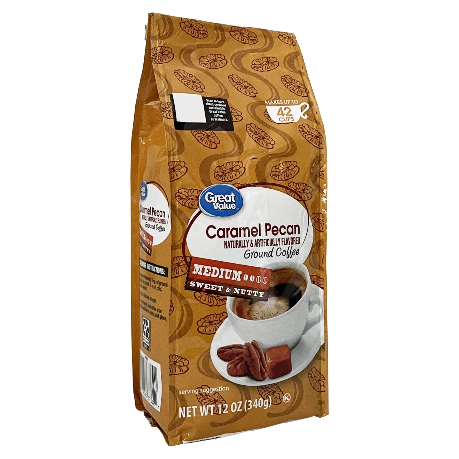 (PACK OF 2) Great Value Caramel Pecan Ground Coffee, 12 oz