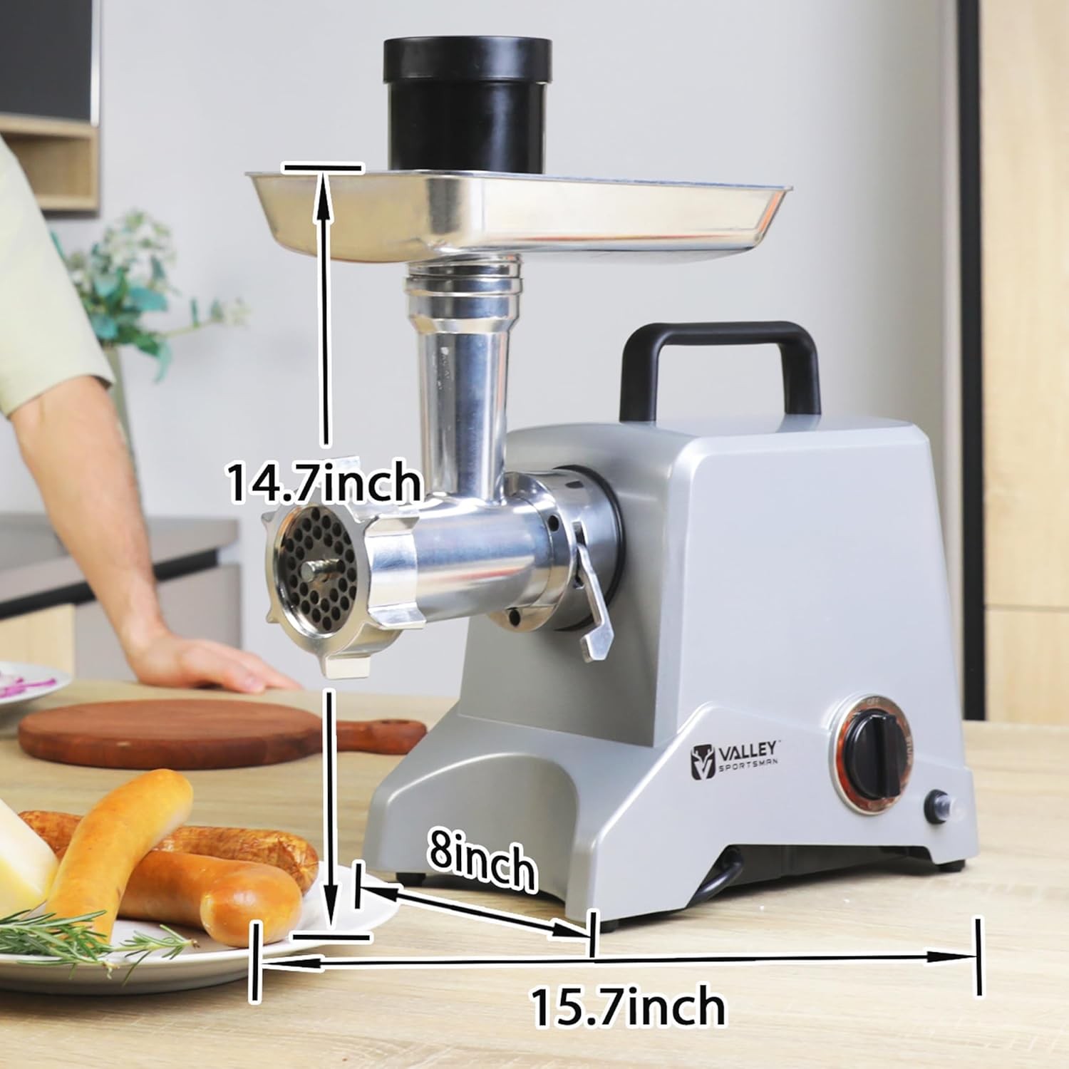 Electric #12 Meat Grinder, Sausage Stuffer Tube, Grinding Plates, Heavy Duty