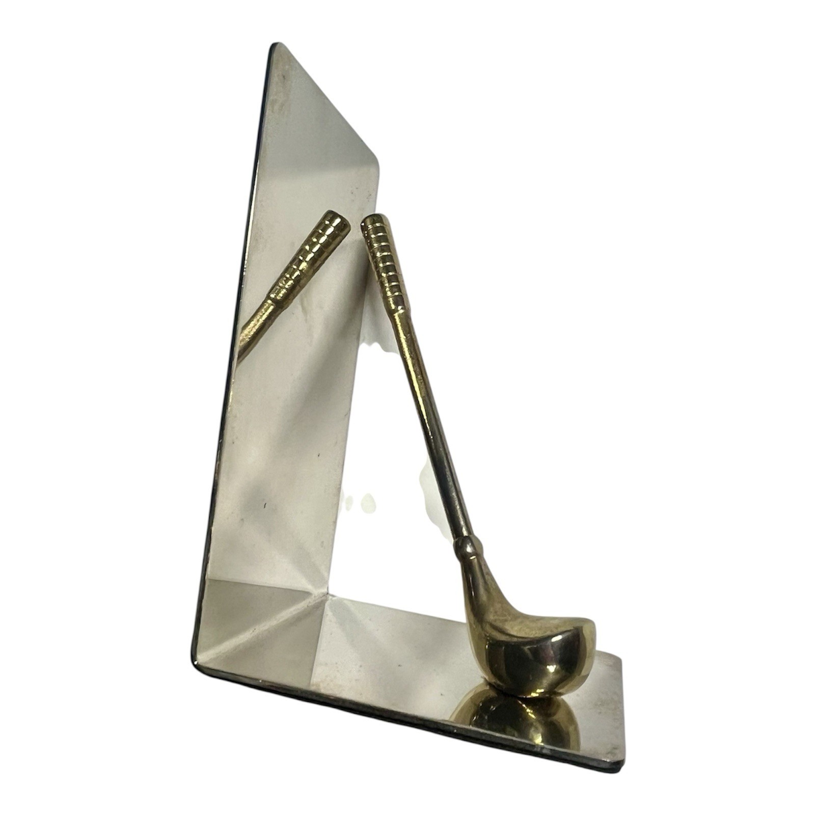 Chrome & Brass Golf Club Bookend – Single Golf-Themed Bookend