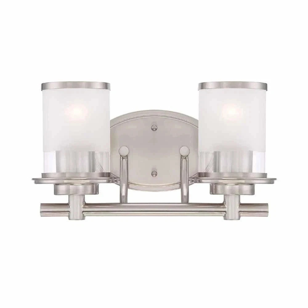 Hampton Bay Truitt 14.2 in. 2-Light Brushed Nickel Modern Vanity Light