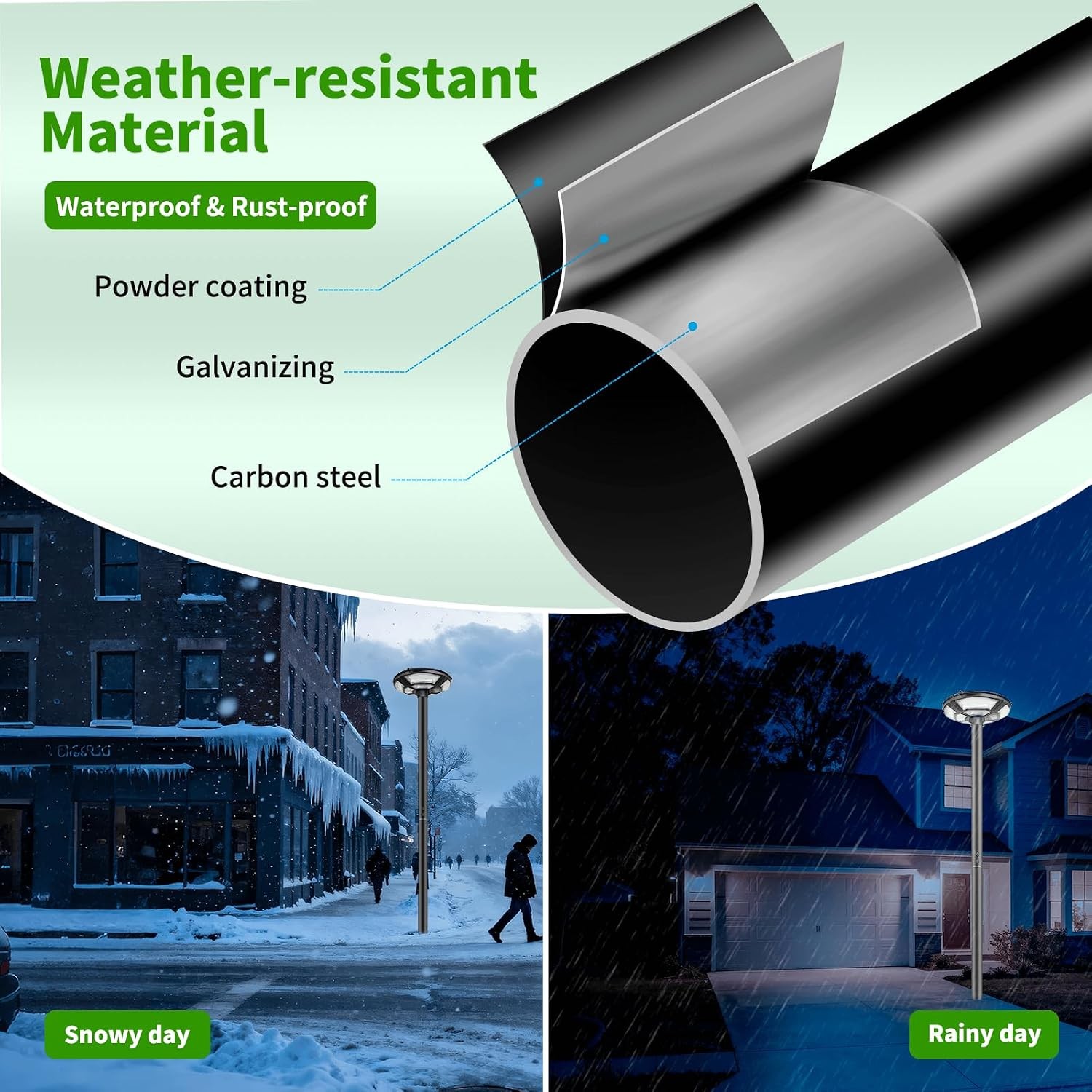 10′ Galvanized Steel Outdoor Street Light Pole