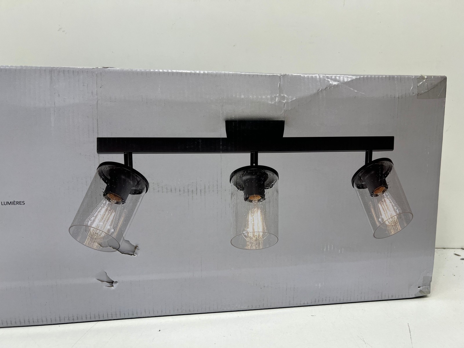 Globe Electric 24 in. Trixie 3-Light Track Light Bar Matte Black Seeded Glass