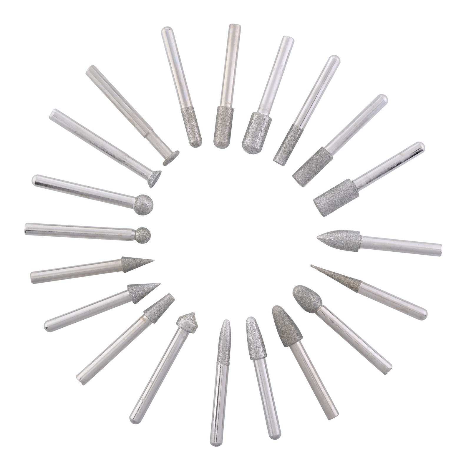 20Pcs Electroplated Diamond Grinding Bit Set Carving Rotary Burr for Die Grinder