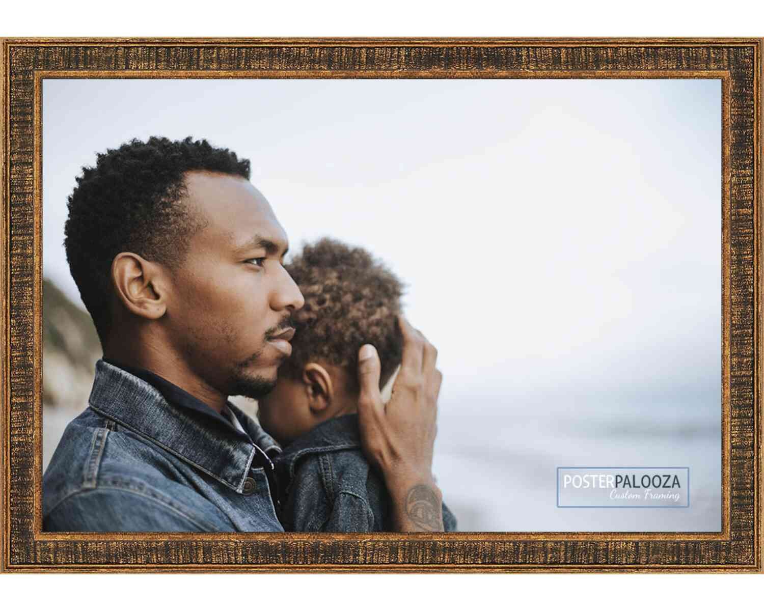 Textured Gold Picture Frame – UV Acrylic,Backing, Hanging Hardware