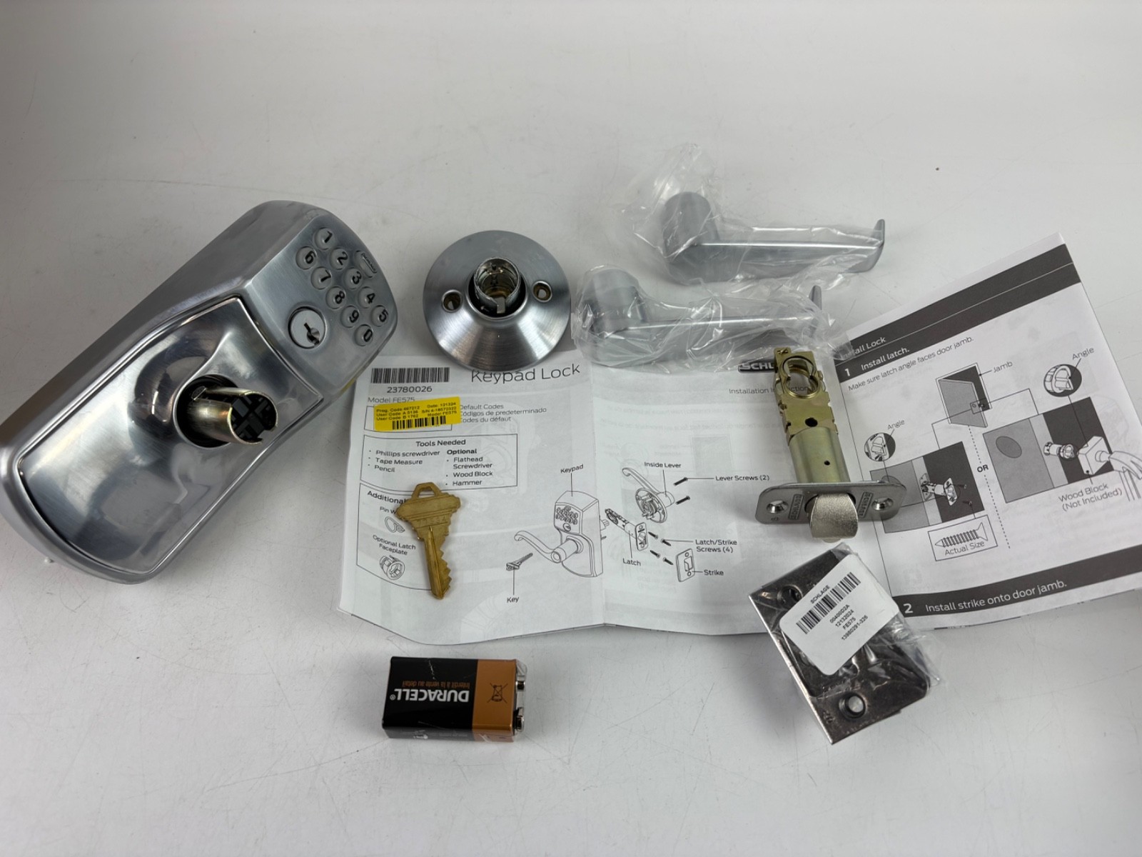 Schlage Plymouth Keypad Lock with Lever Handle * please read description *