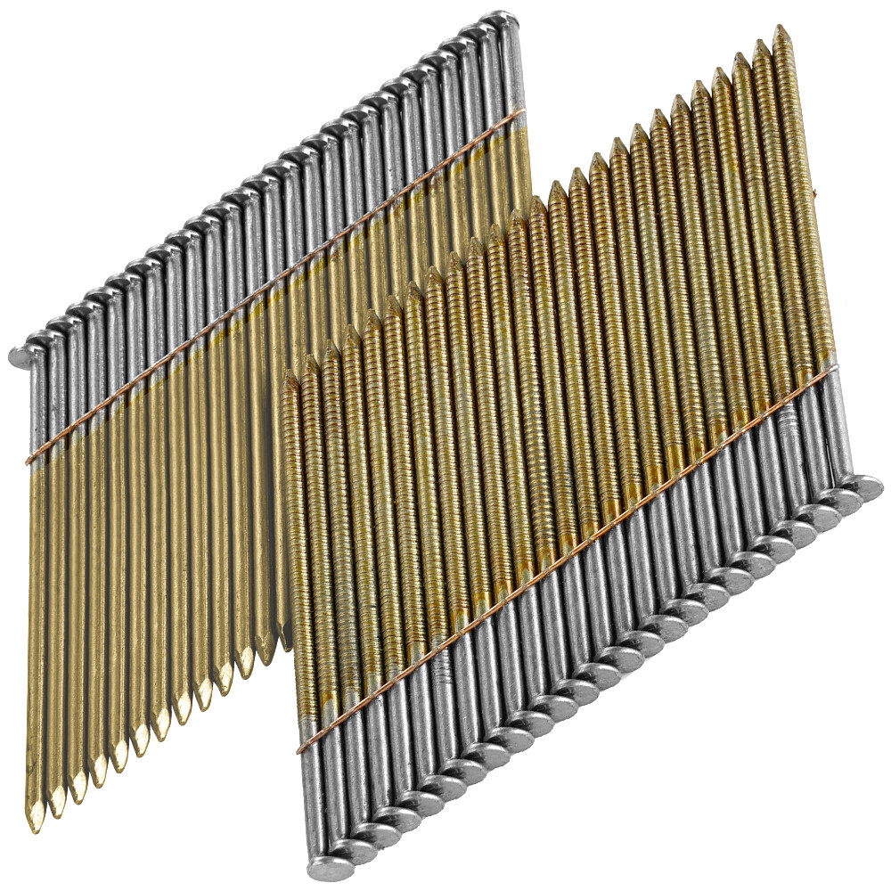 meite 28-Degree Wire Strips Framing Nails 2″ to 3-1/4″ Smooth/Ring Shank Round