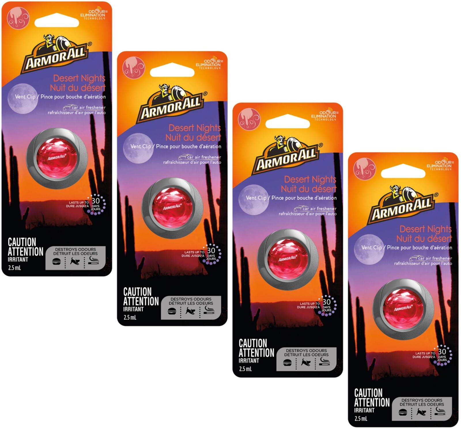 4 ArmorAll Fresh FX Vent Clip Car Air Freshener Desert Nights Scent Each 0.08 oz