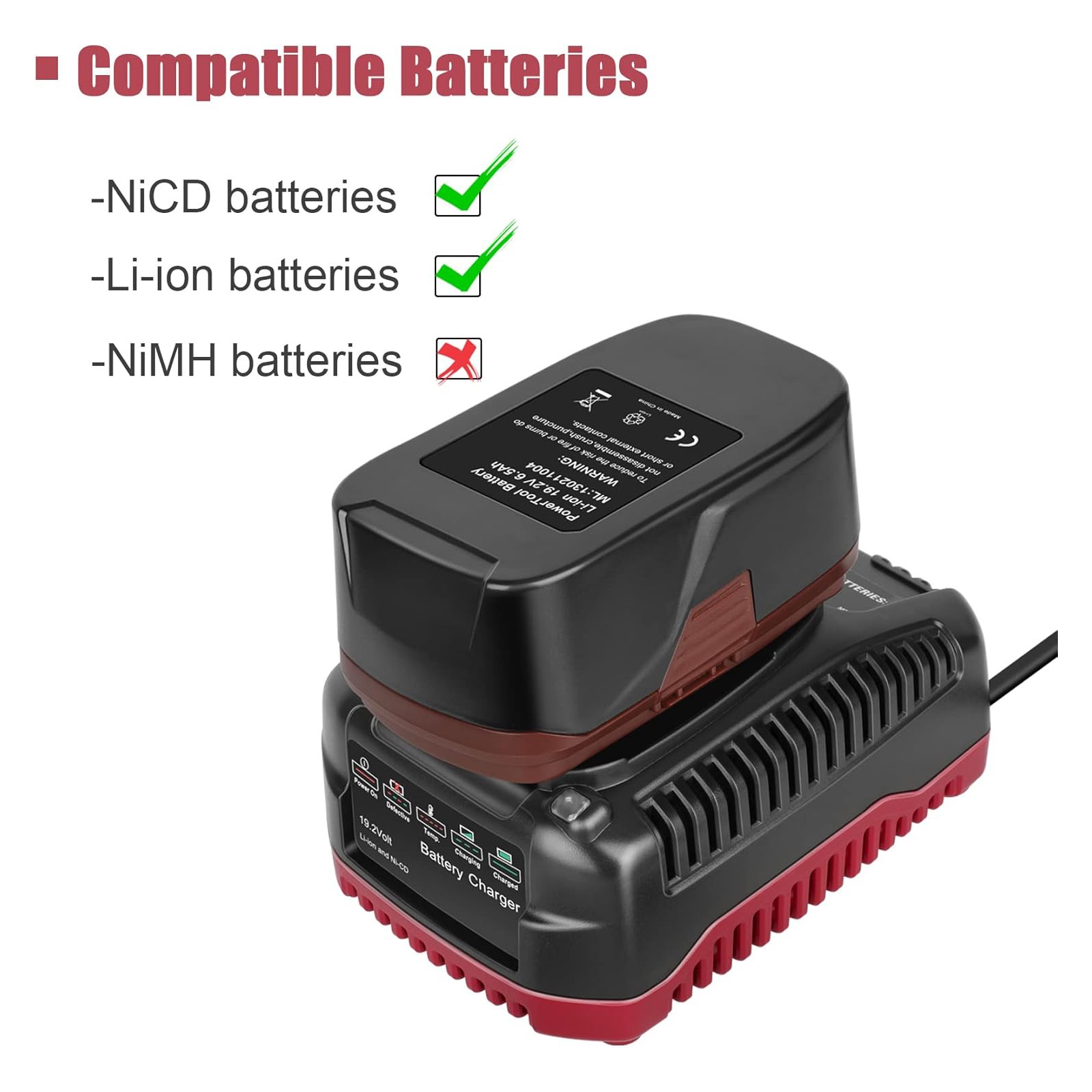 2 Pack 19.2V 6.0Ah Battery + Charger Kit for Craftsman C3 19.2 Volt Batteries