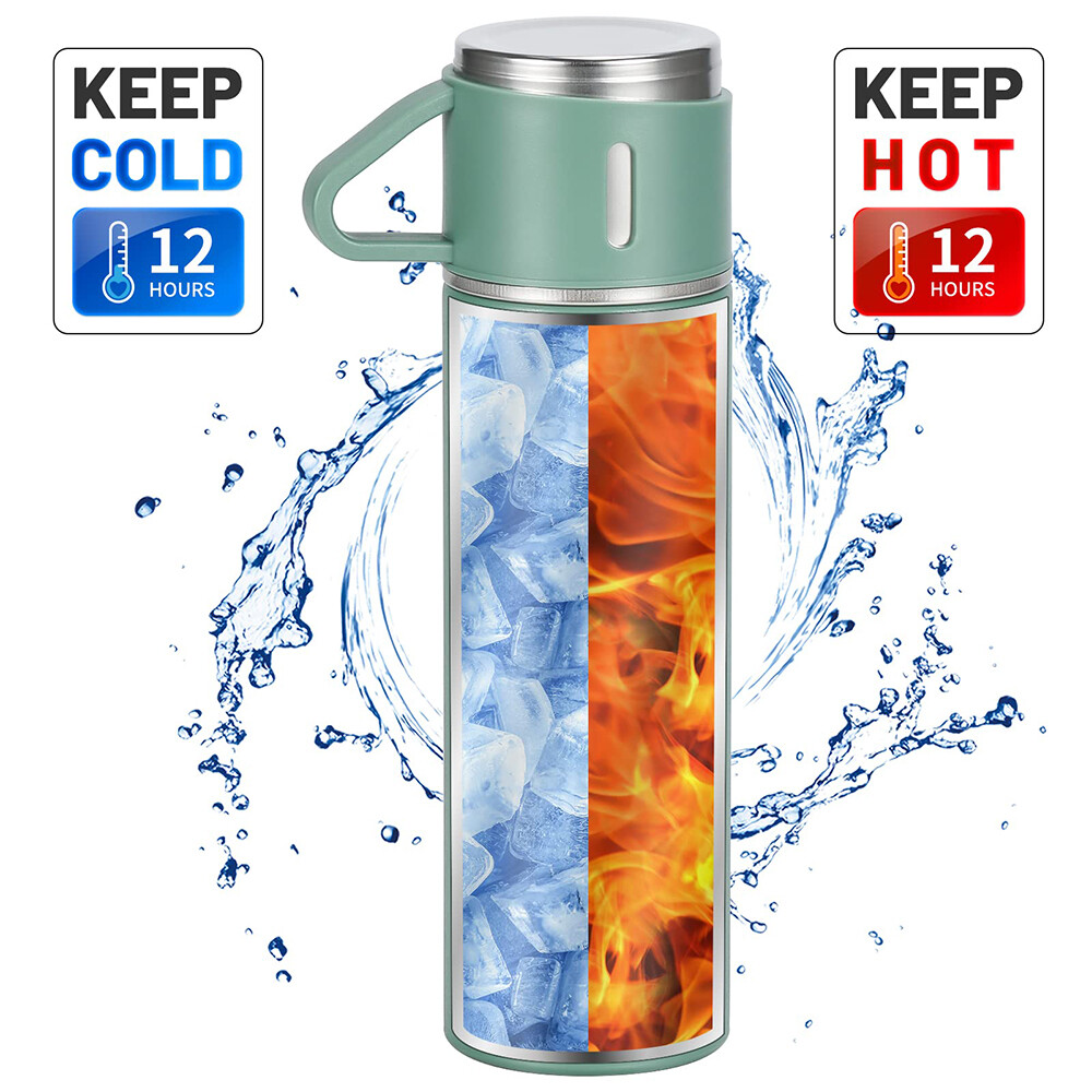 Steel Vacuum Insulated Bottle Gift Set Office Business Coffee Mug Thermos New