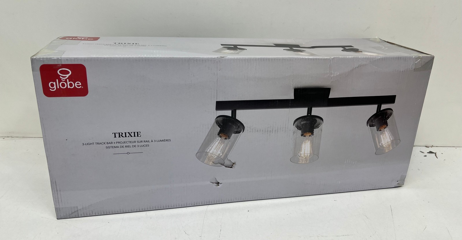 Globe Electric 24 in. Trixie 3-Light Track Light Bar Matte Black Seeded Glass