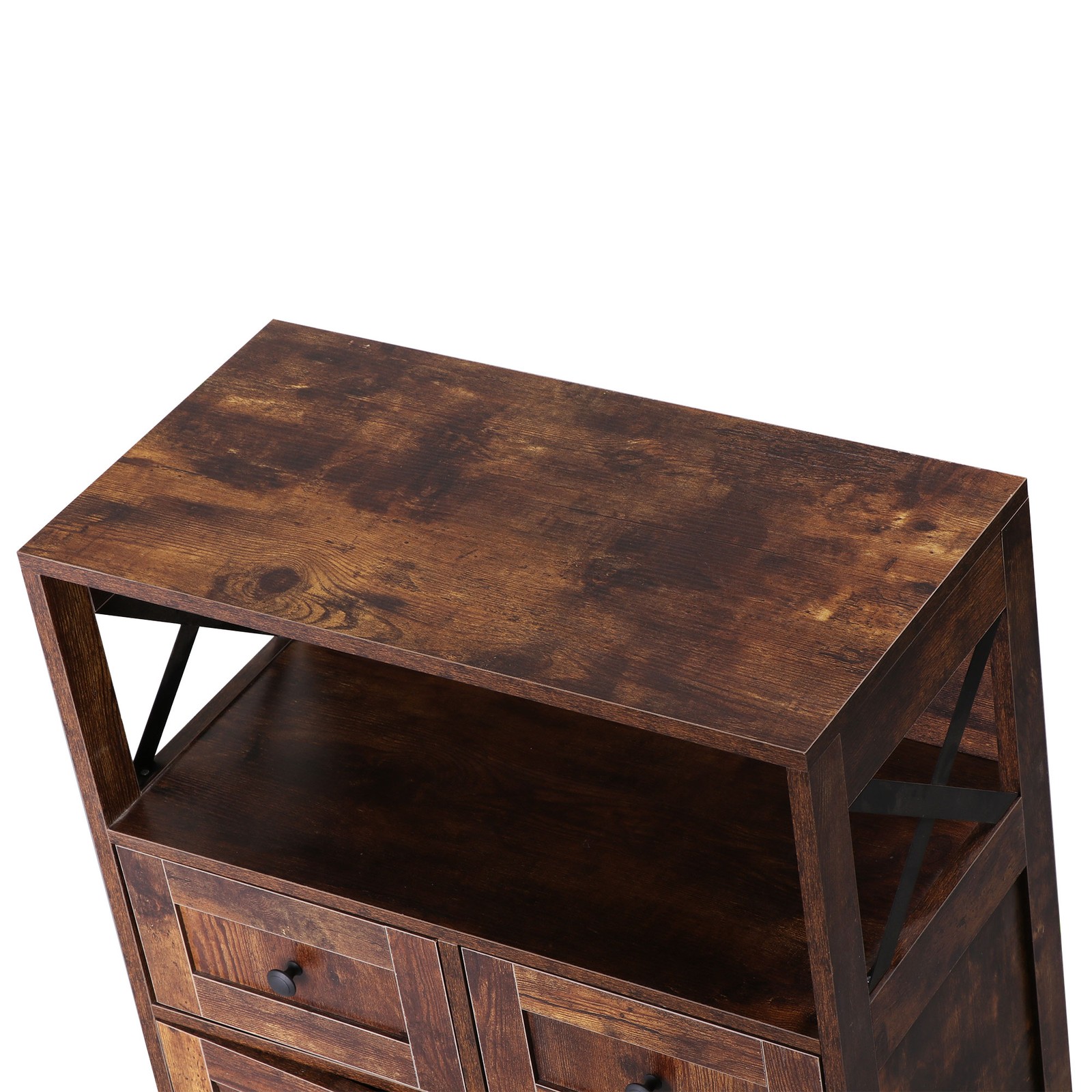 Brown Storage Cabinet with Doors & Drawers Freestanding Kitchen Pantry Cabinet
