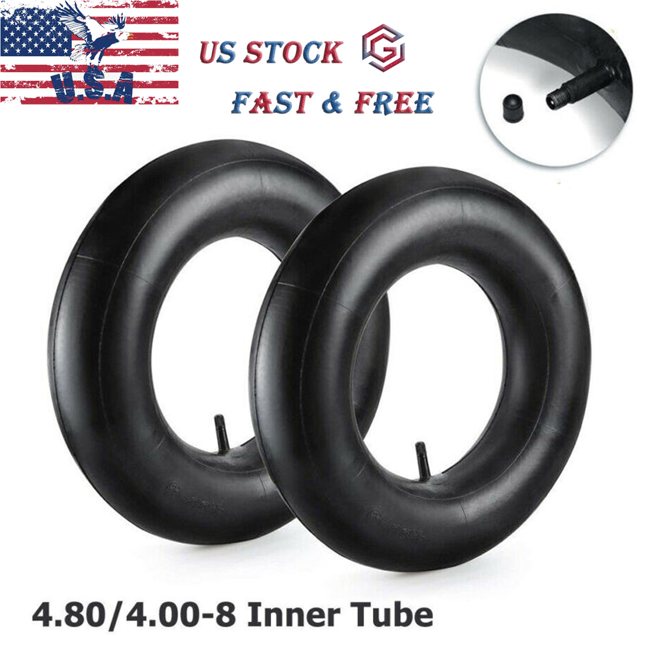 2 X Heavy Duty Inner Tube 480/400-8 4.80/ 4.00-8 4.00-8.10×8 TR13 Straight Stem