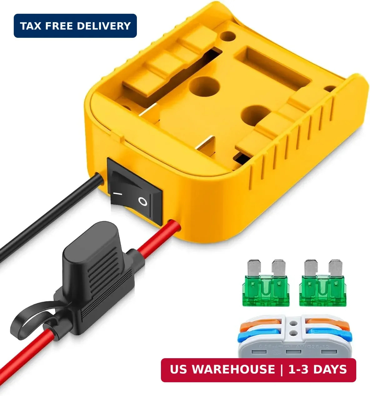Power Wheel Adapter Kit for DeWalt 20V Battery with Switch Fuse Wire