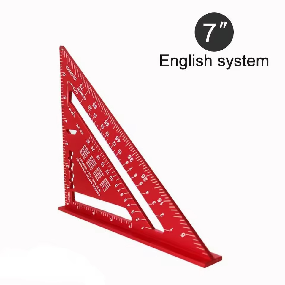 7Inch Triangle Ruler Aluminium Alloy Speed Square Inch Metric Carpenter Tool